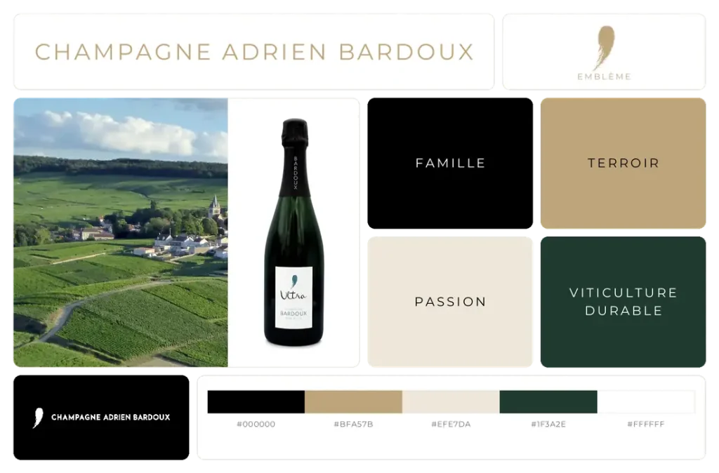 Logo et charte graphique de la Maison de Champagne Adrien Bardoux, Reims