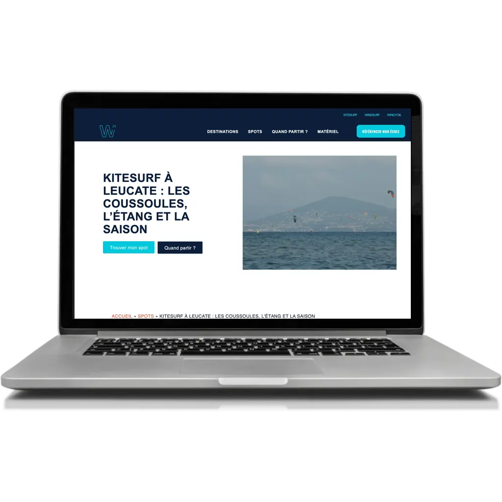 Fiche spot kitesurf à Leucate du site Wind Sports sur ordinateur portable