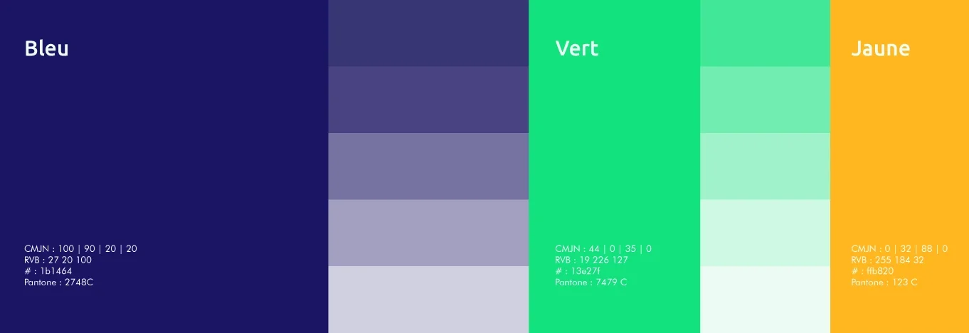 Palette de couleurs de la charte Farrago, création Amandine Roussarie (Studio d’AR)
